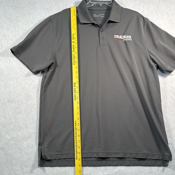 Under Armour Bass Pro Shop Polo Shirt Men's XL Heatgear Loose Tracker Boats Gray - Picture 7 of 9